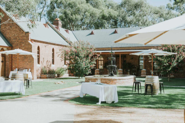 wooden trestle table setup for an event in Melbourne and Bendigo.